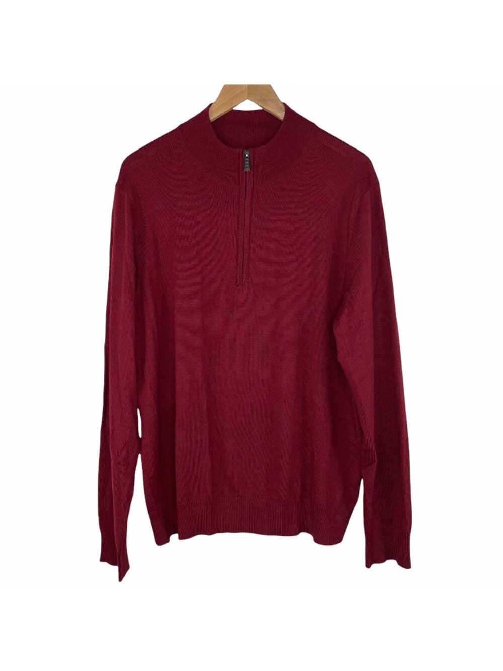 Apt 9 Sweater Size XL Merino Blend 1/4 Zip Pullover Heather Maroon Red Mock Neck